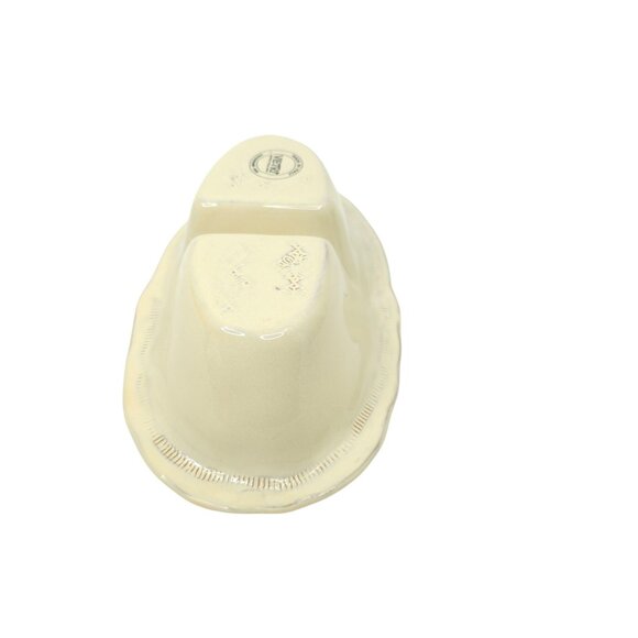 Vietri Bellezza Buttercream Divided Serving Bowl 8.75" Oval Dish Italy Embossed - Picture 10 of 14